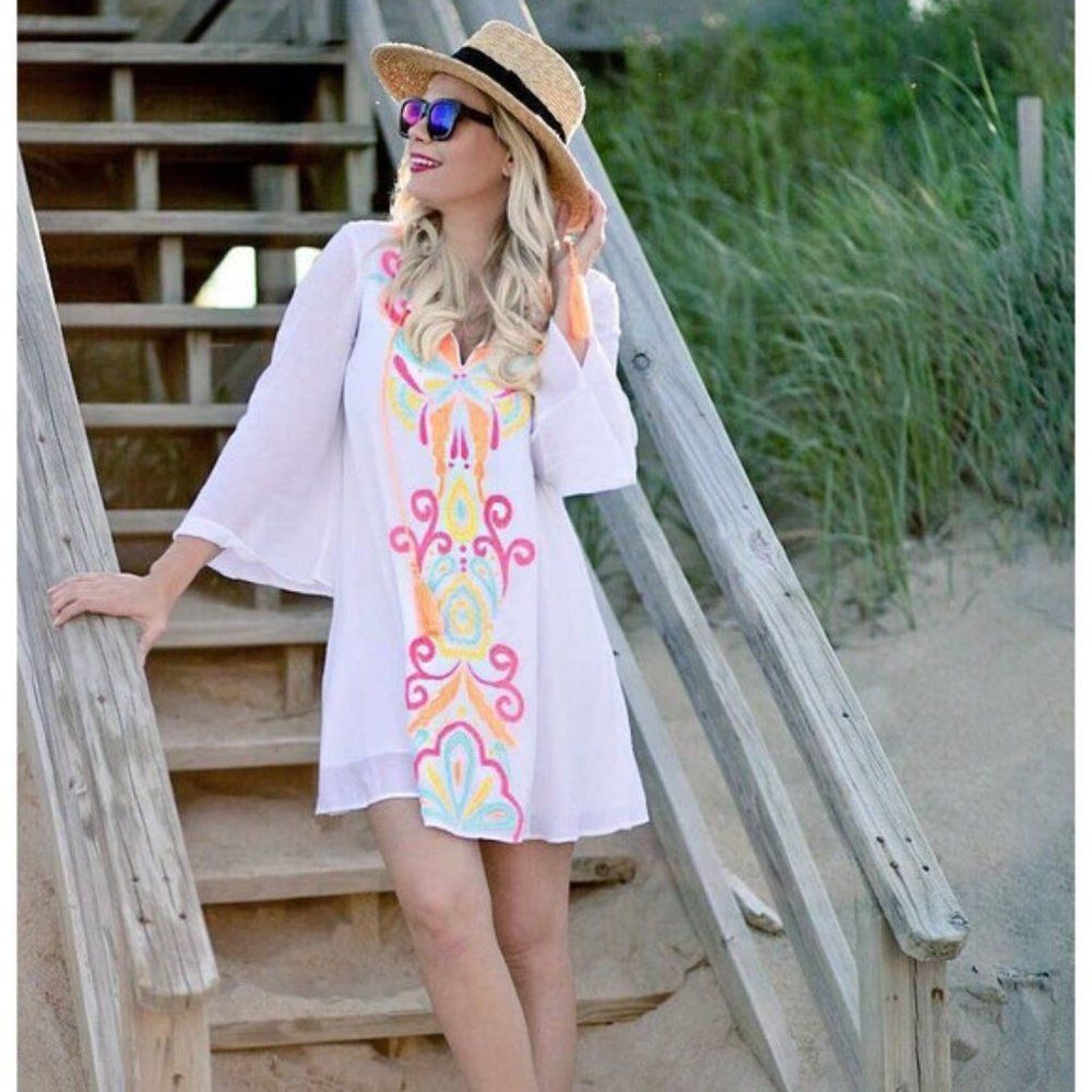 Lilly Pulitzer Ellie Tunic Dress Size Small Too Much Bubbly Embroidery HTF